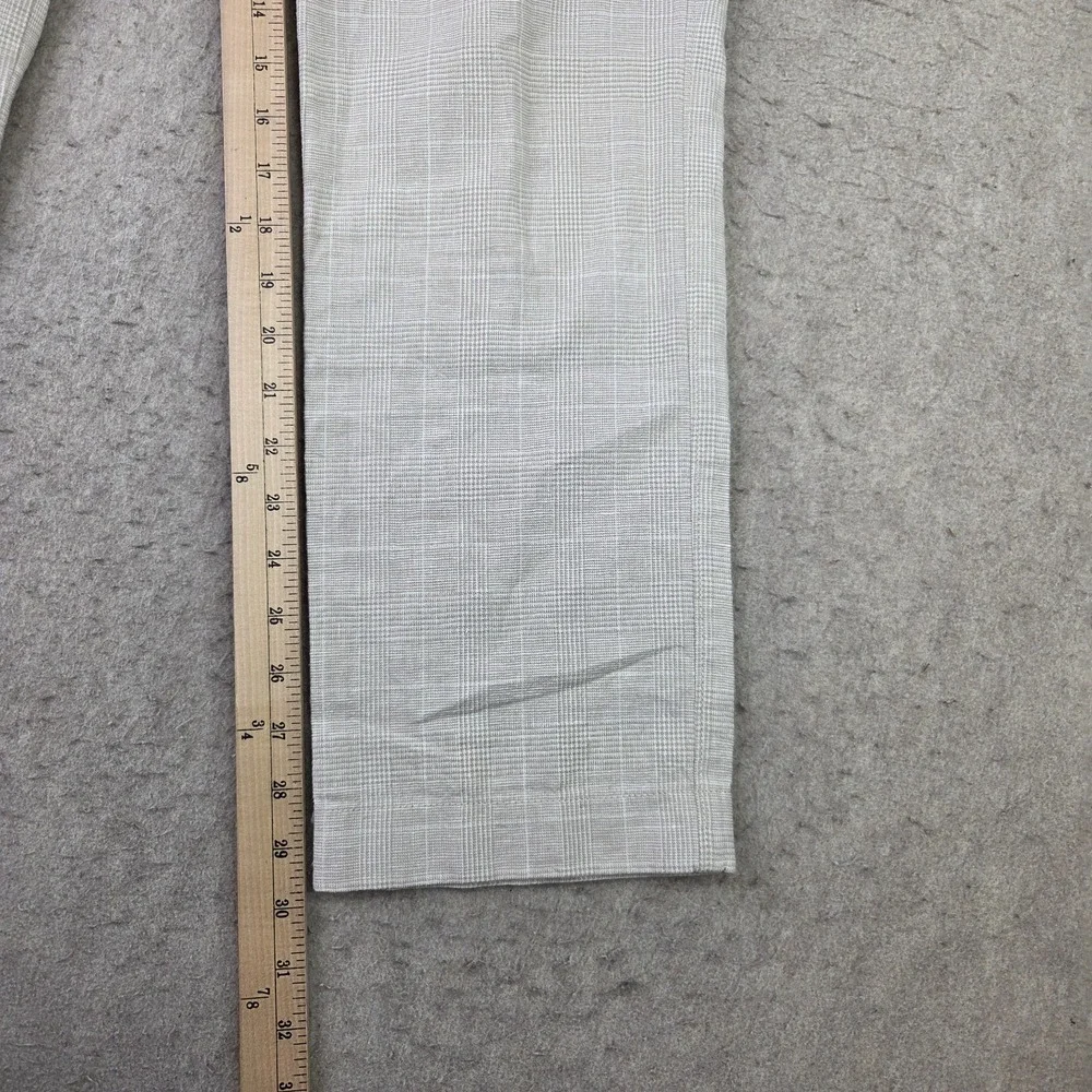 J Crew Linen Blend Pants Mens 30x30 Tan Plaid Flat Front Lightweight